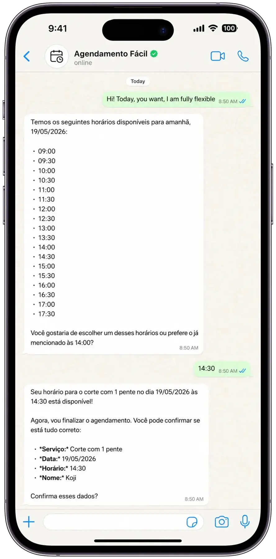 WhatsApp that books on its own